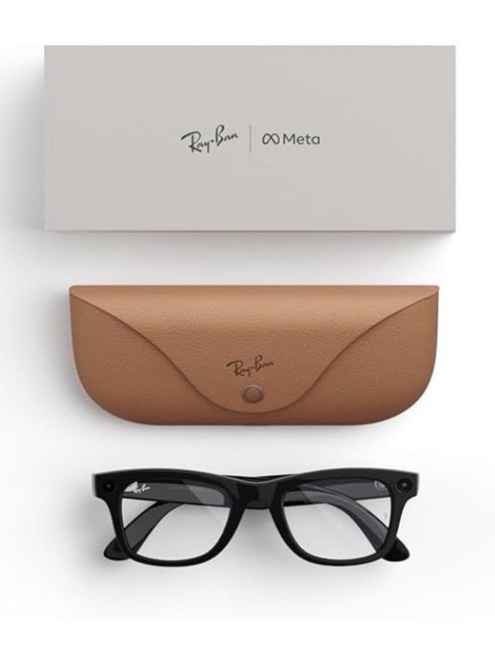 Ray-Ban Black Frames with Tan Leather Case
